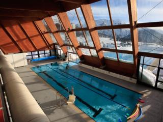 Inside of the pool of Sestriere with a panoramic view 